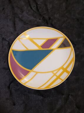 Modern Art Deco Geometric Porcelain Dessert Appetizer Plates Set of 4 At Home